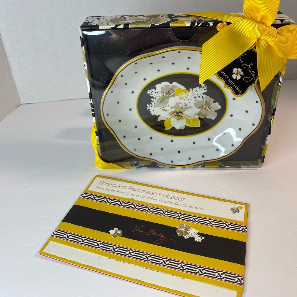 Vera Bradley Retired Dogwood Trinket Plate & Recipe Set